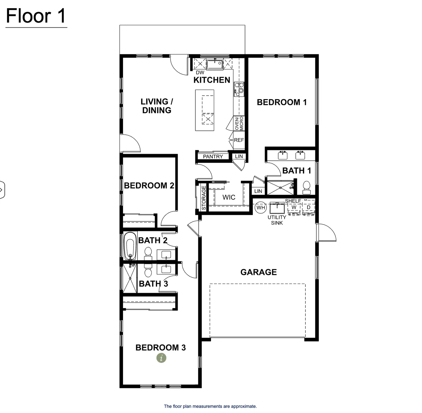 Classic floor plan — Floor 1, enlarged
